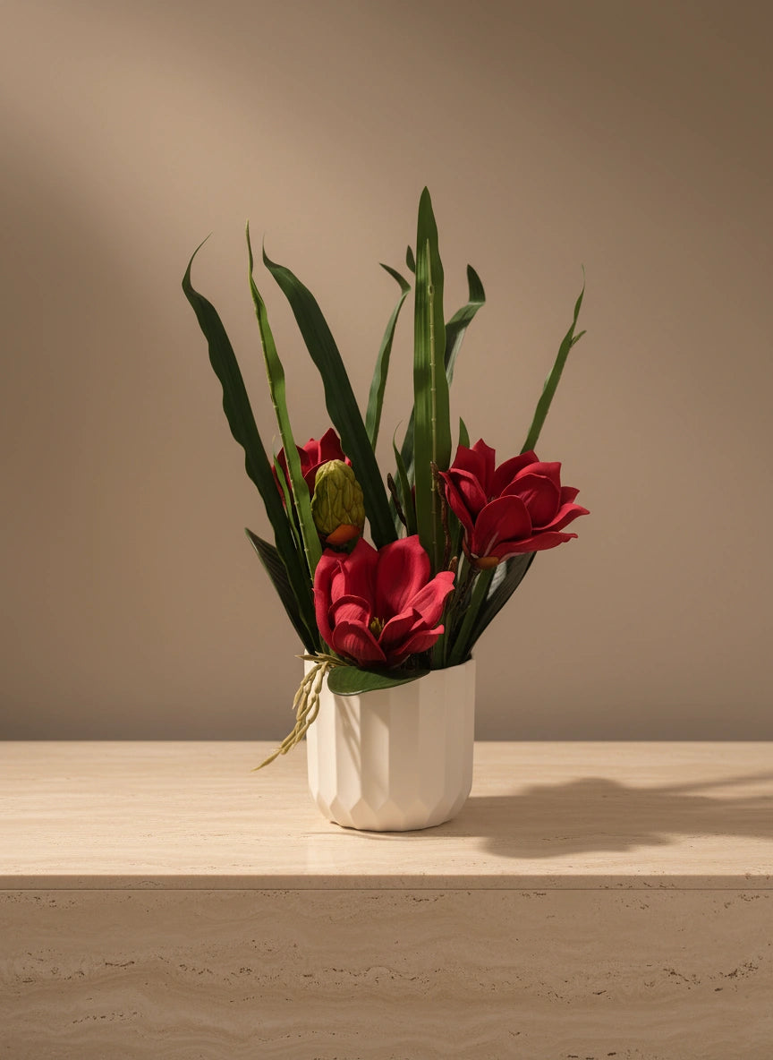 Red Magnolia Orchid Arrangement