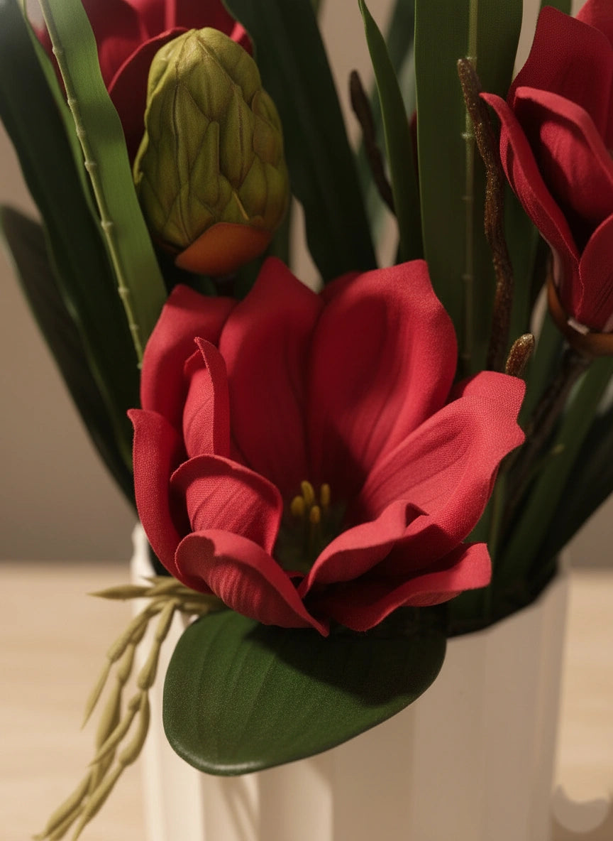 Red Magnolia Orchid Arrangement