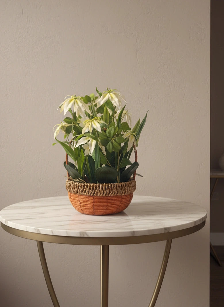Star Lily Faux Flower Basket