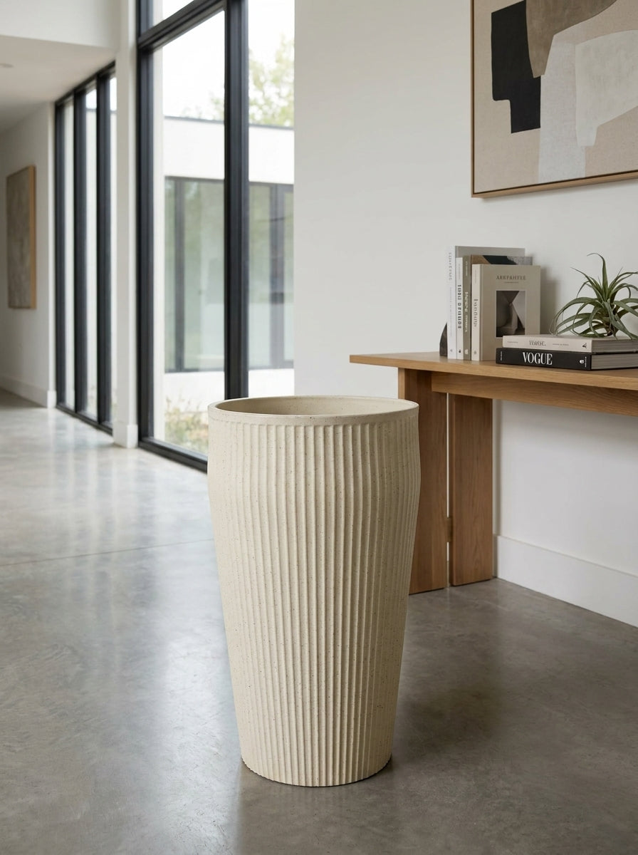 Sandstone Ribbed Tall Planter