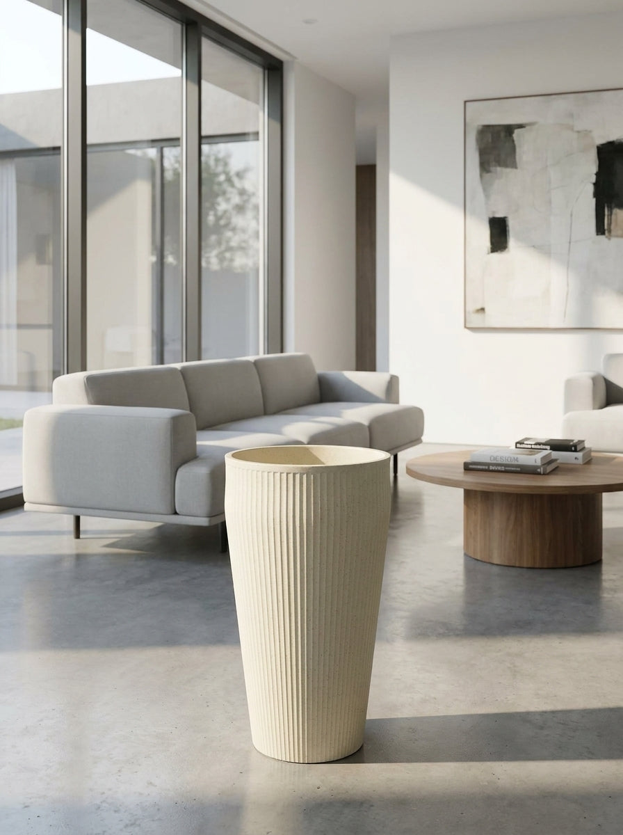 Sandstone Ribbed Tall Planter