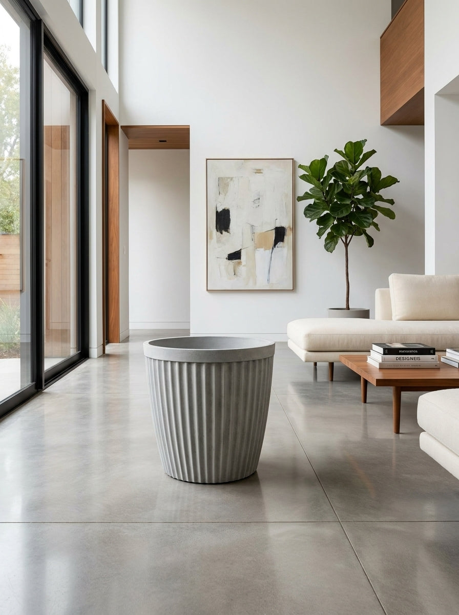 Soren Ribbed Misty Grey Planter