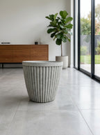 Soren Ribbed Misty Grey Planter