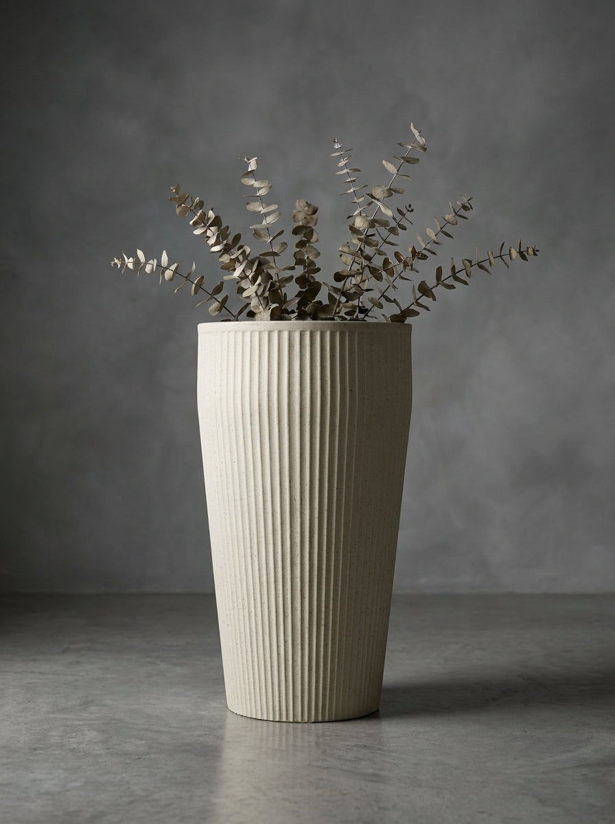 Sandstone Ribbed Tall Planter
