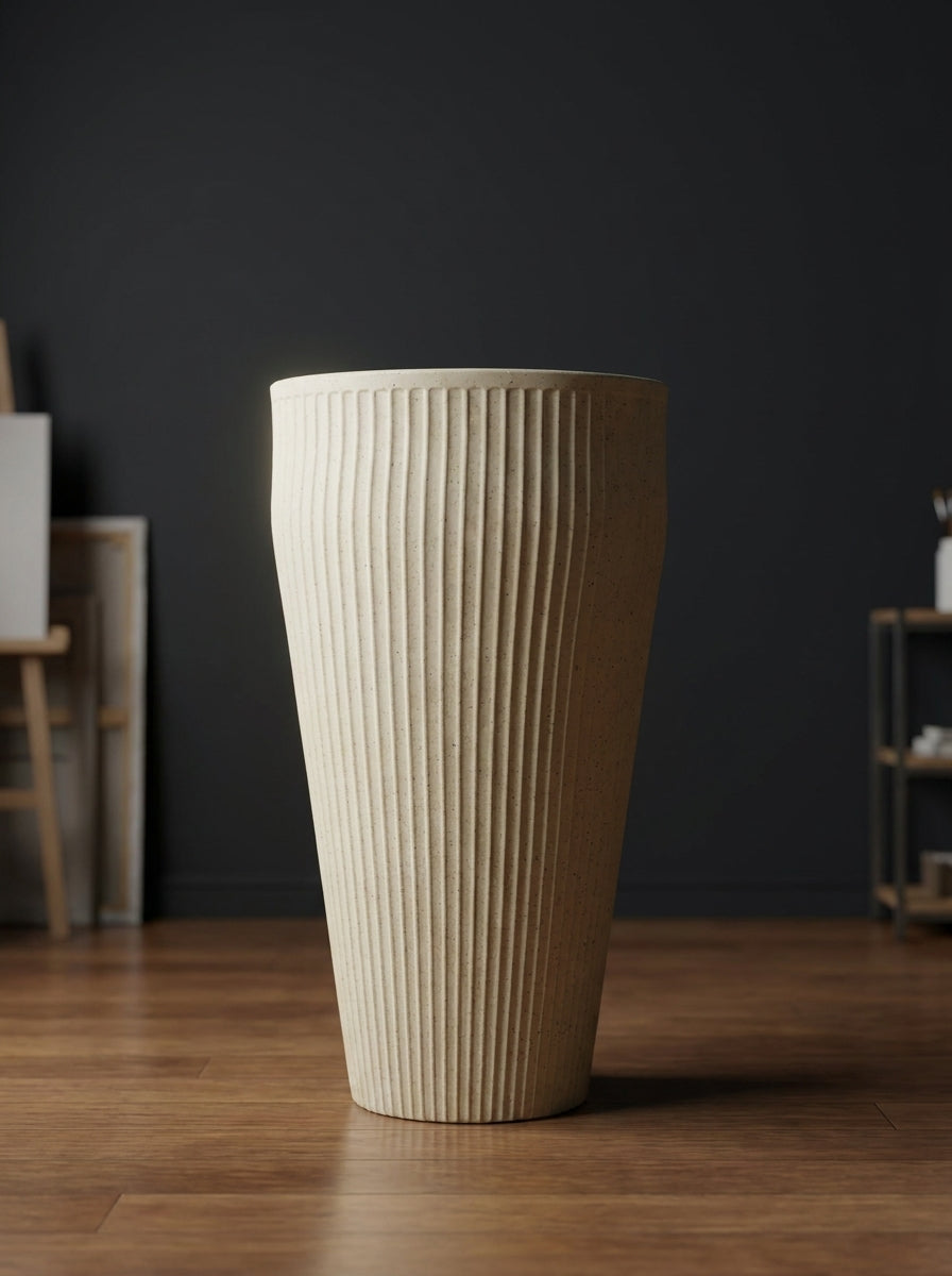 Sandstone Ribbed Tall Planter